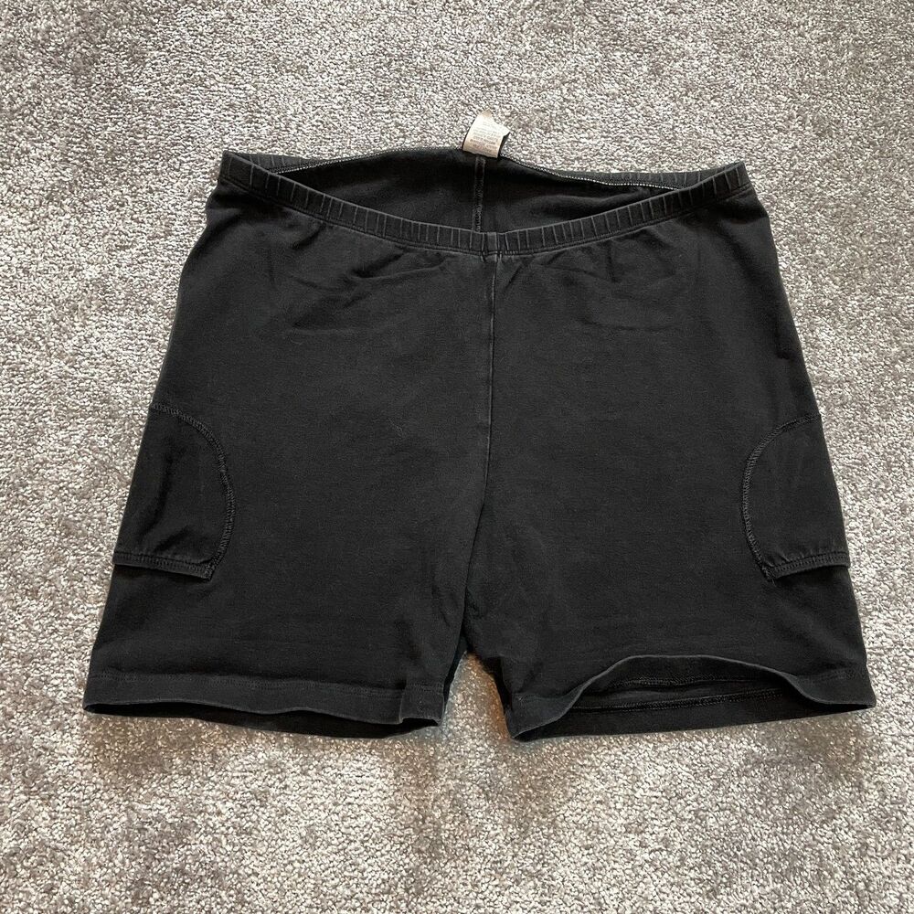 Junonia Sweat Shorts Womens 1X Black Solid Soft Casual Pockets 5" Adult Logo